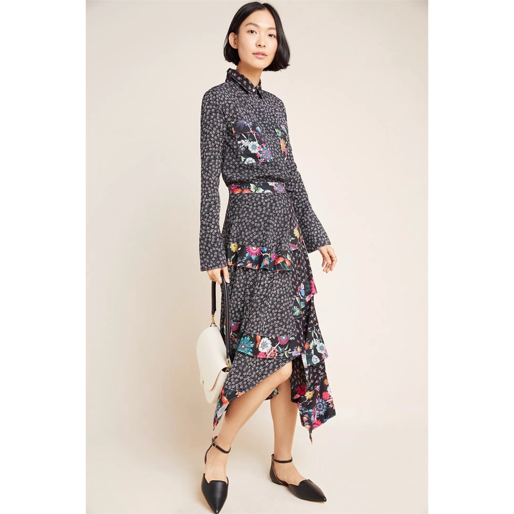 Anthropologie Loretta Ruffled Shirtdress